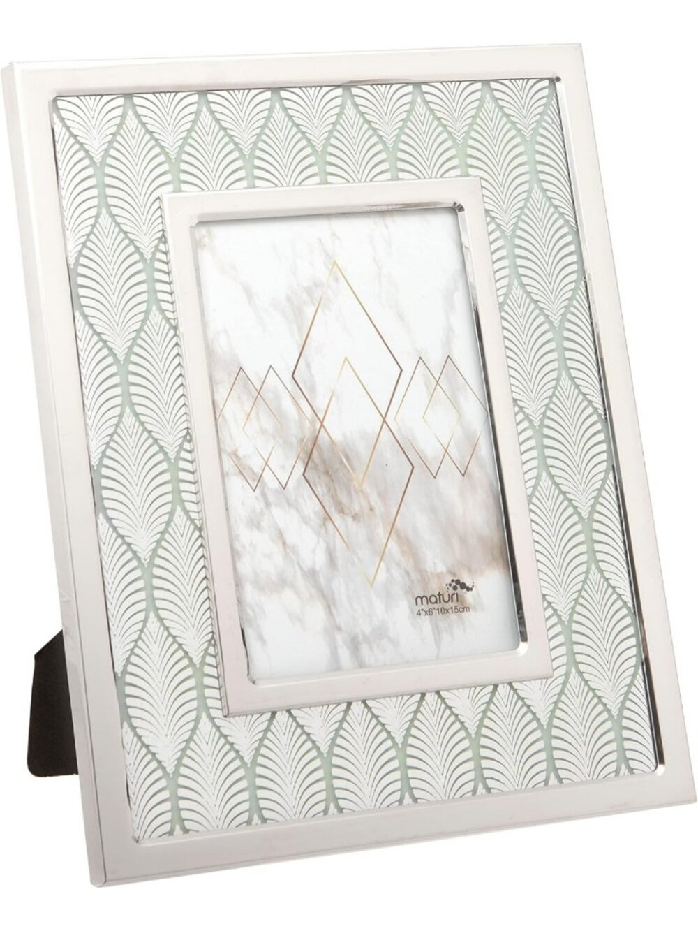 Stainless Steel Palm Tree Leaf Photo Frame - 6x4 Inch Decorative Picture Holder